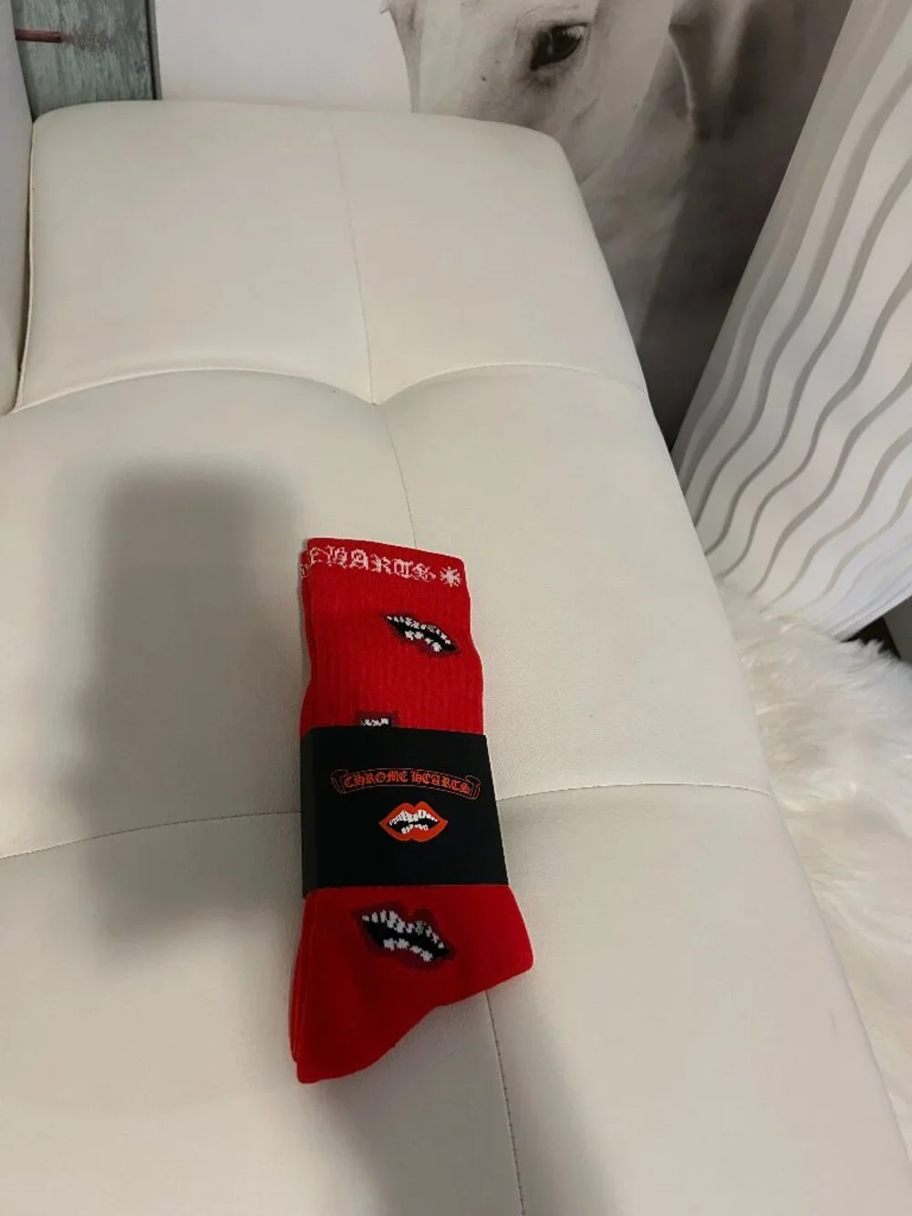Red Chrome Heart Socks